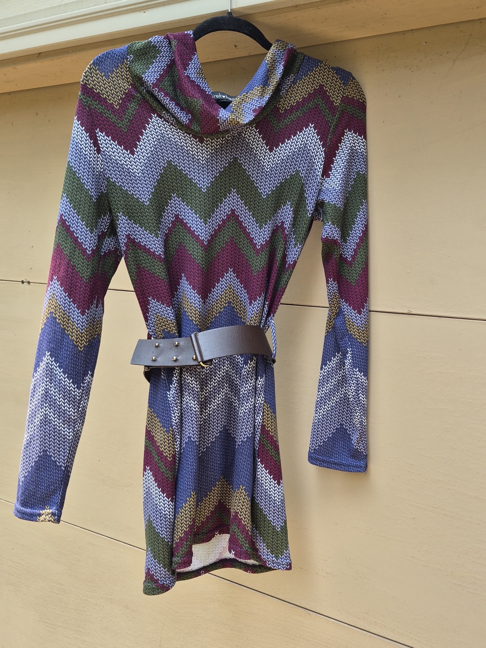 Derek Heart Multicolor Chevron Cowl Neck Sweater